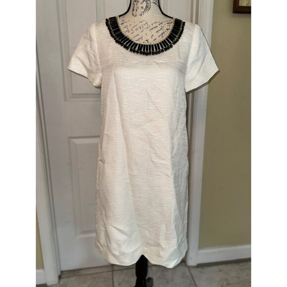 kate spade Dresses & Skirts - Kate Spade Gail Sheath Dress Cream Linen Blend Embellished Beads Pockets Lined 6
